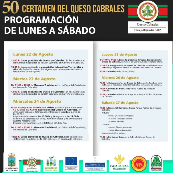 Actividades semana del L Certamen del Queso Cabrales